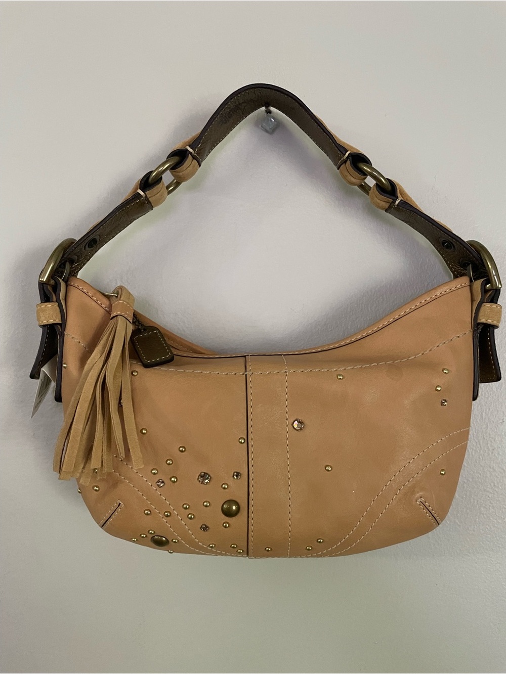 Vtg 2005 Coach Studded Crystal Vachetta Leather Soho Hobo Bag 8A27 Y2K NWT READ